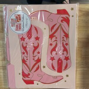Lady Jayne 9 Fashion Folders Pink Cowboy Boots Stars Organizer Set 9.5‎ X 12